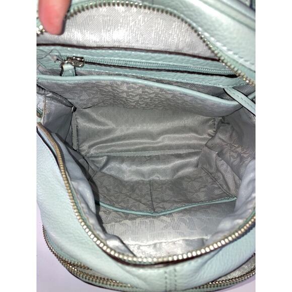 MICHAEL KORS, LARGE PEBBLED LEATHER BLUE BACKPACK WITH TAGS - Picture 12 of 16